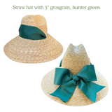 Straw hat with 3" grosgrain ribbon
